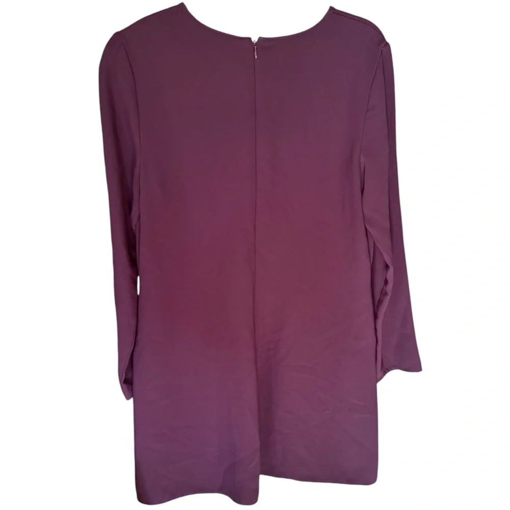 Amanda Uprichard Kenmare Long Sleeve Mini Shift Dress in Purple Plum Size Large - Picture 4 of 11